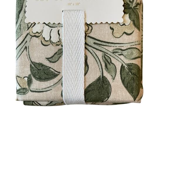 LOVEKIN Tavi Bloom Napkins 18x18 Green Spring Floral 100% Cotton NEW - Picture 5 of 15